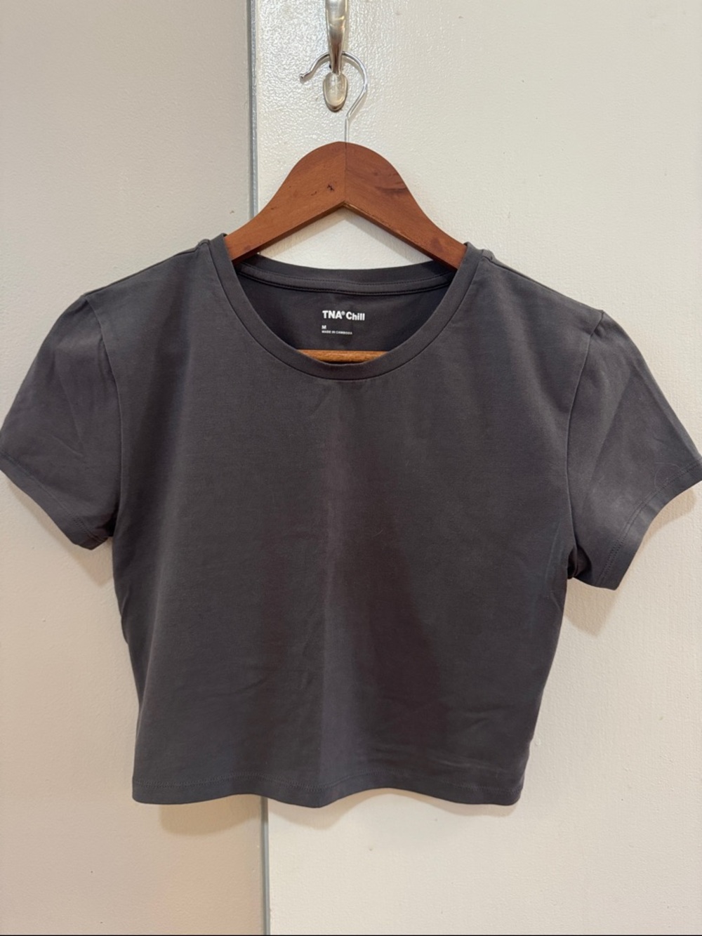 TNA Charcoal Cropped Crew Tee